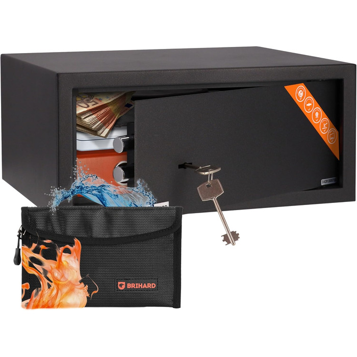 Сейф для бізнесу Brihard Business XL Tresor з ключовим замком, 50x35x36 см, сірий титан (для ноутбука 20x43x35 см)