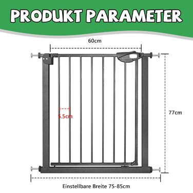 Захист для сходів Subtlety без свердління: сітка для дітей, собак, котів. ABS-пластик, сталеві труби. Автоматичне відключення. Білий (чорний, 75-85см)