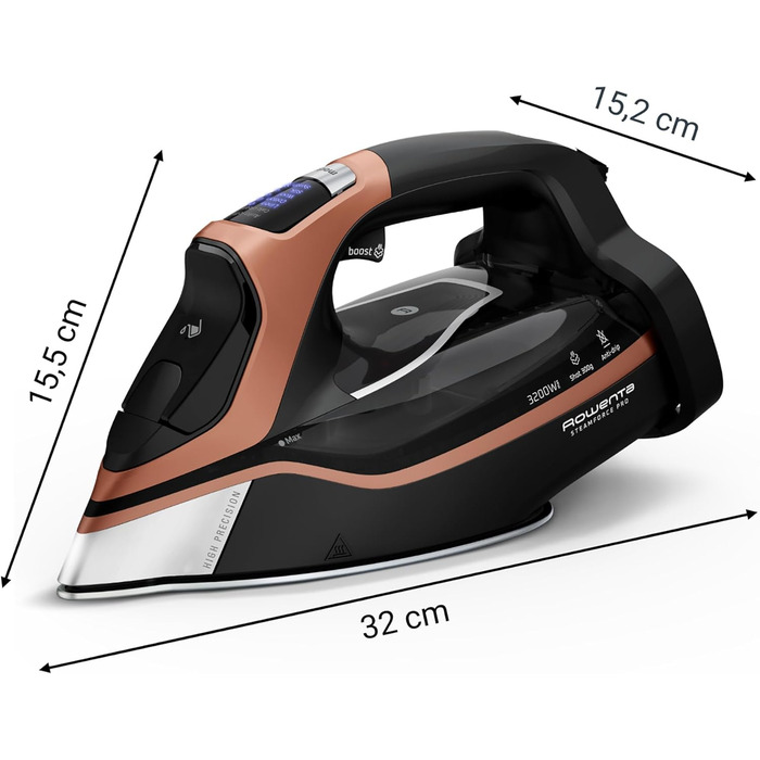Rowenta Steamforce Pro: Пароочищувач для одягу, 3200 Вт, 75 г/хв, Anti-Kalk, чорний/мідний, DW9520D1