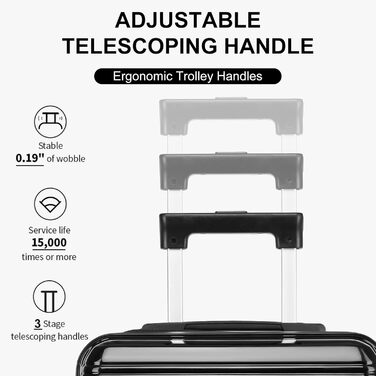 Набір валіз Sea Choice 4 шт. з жорстким корпусом: S/M/L/XL (Тролі, Чемодан, Beauty Case) з розширенням, TSA-замок, YKK блискавка, чорний