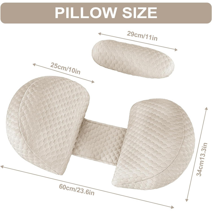 Вагітний подушка SHANNA U-подібної форми, подушка для сну на боці, подушка для годування, з м'яким покриттям Minky Dot, велика подушка для сну, подушка для комфорту, подушка для тіла (бамбук хакі, мала)