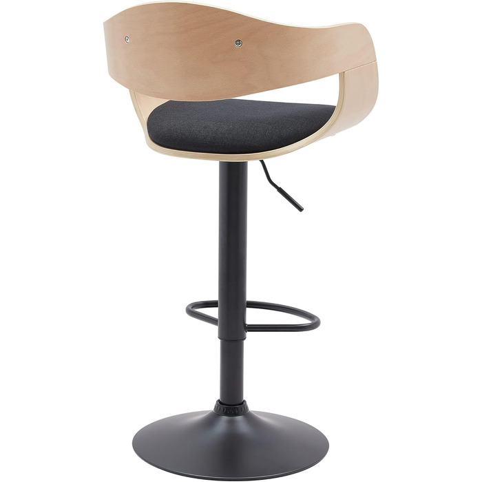 Kingston Adjustable Bar Stool with Premium Upholstery - Durable Metal Frame (150kg Capacity) - Black Fabric