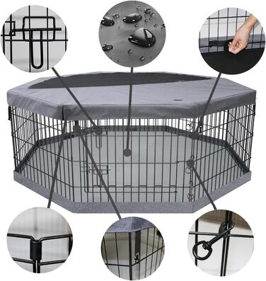 Захисна килимок для вольєру для собак PETIME, водовідштовхувальний, для дому та вулиці, сумісний з 8-панельними вольєрами шириною 61 см