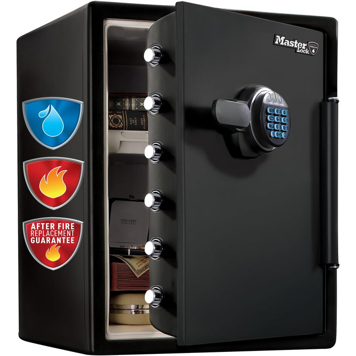 Master Lock Сейф вогнестійкий та водонепроникний з кодовим замком, потрійний захист - від пожежі, води та транспортування, електронний код, 56.6L, 60.3 x 47.2 x 49.1 cm
