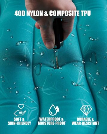 Надувний килимок для кемпінгу - самонадувний, товстий, з подушкою, для рюкзаків, трекінгу, подорожей - блакитний