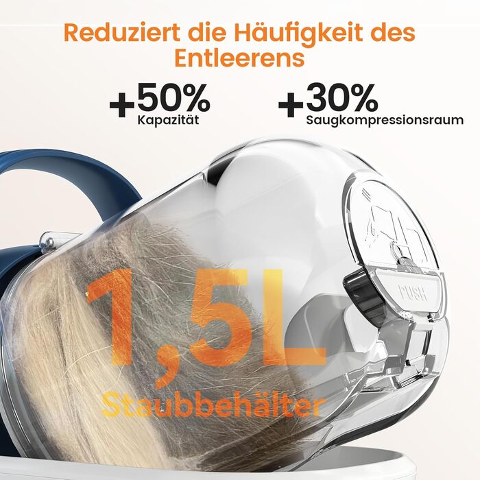 Машинка для стрижки собак Oneisall з пилососом, потужність 12000 Па, збір 99.99% шерсті, тиха, 7 насадок, об'єм контейнера 1.5 л