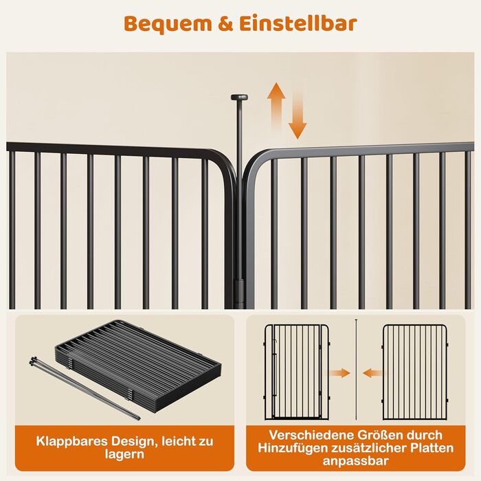 Вольєр для цуценят Yaheetech 12-секційний, 100 см, з замком, тихі труби, захист для підлоги, 8 мм металевий дріт, для квартири та саду