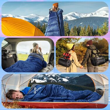 Спальний мішок зимовий XXL 230x90 см з капюшоном та підкладкою Kristallsamt для дорослих, -5°C
