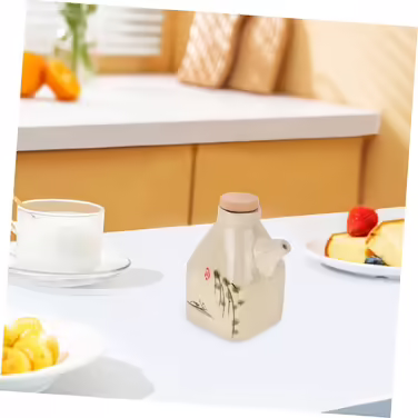 3-Piece Ceramic Vinegar Dispenser for the Kitchen - Spice Container, Sauce, Vinegar, Oil Pot. Olive Oil Dispenser with Lid Design for Easy Cleaning and Durable Use.