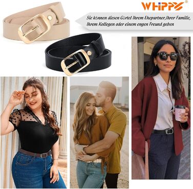 Жіночий шкіряний ремінь WHIPPY великого розміру, модний ремінь з натуральної шкіри з надійною пряжкою для джинсів, штанів, суконь (I-чорний + Бежевий (золота пряжка), 3XL:150см (підходить для талії 134-145см))