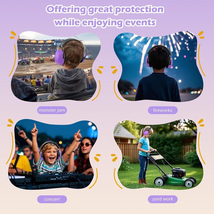 Навушники для дітей ProCase, захист від шуму NRR 2dB, 3-2 роки, для сну, подорожей, карнавалів, аутизму, шумозаглушення (Легкий фіолетовий)