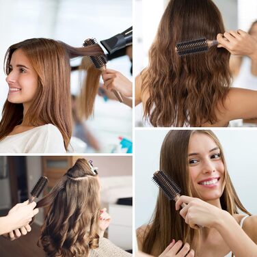 Кругла щітка для волосся з щетиною дикого кабана та нейлону, для розплутування, випрямлення та укладання, професійна стилістська щітка (діаметр 40 мм/70 мм)