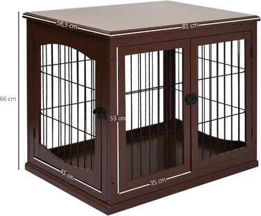 Клітка для собак PawHut: міцна будка з 2 входами, замок, для маленьких собак, коричнева, 58,5 x 81 x 66 см