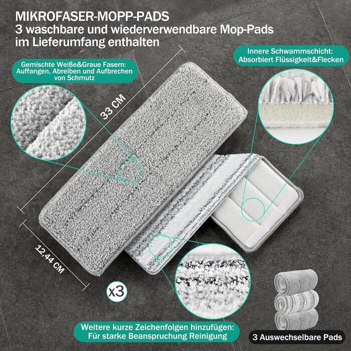 JOYMOOP Mop and Bucket Set with Wringer, Hands-Free Flat Mop and Bucket, with 3 Washable Microfiber Pads, Wet and Dry Use, Floor Cleaning System