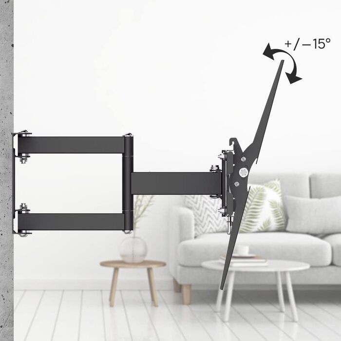 Hama TV Wall Mount Bracket (37-90 inch TV Mount, up to 220lbs, VESA 800x400, Fixed Wall Mount, Includes Fischer Anchors & Instructions, Black)