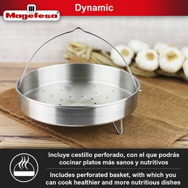 Скороварка Magefesa Dynamic з кошиком, нержавіюча сталь 18/10, енергоефективна, для всіх типів плит, індукція, 5 л
