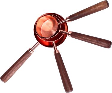 Measuring Spoon Set, 4 Measuring Cups in Rose Gold with Scale, Stainless Steel Measuring Spoons for Kitchen Utensils (Size: L)