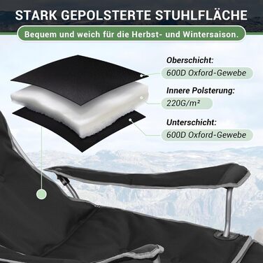 Кемпінговий стілець-шезлонг WEJOY 2-в-1, складний, з регульованою спинкою та підставкою для ніг, чорний (2 шт.)