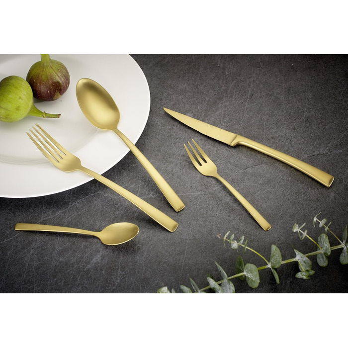 ECHTWERK Avelino Flatware Set, Gold Edition, 20-piece, Dinnerware for up to 4 people, 18/10 Stainless Steel, Matte Finish, High-Quality Cutlery Set, for Dining Table, Table Decoration for Weddings & Festive Occasions