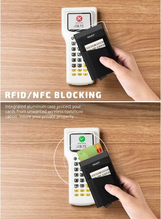 Чохл для карт VULKIT RFID NFC: захисне портмоне для чоловіків з відділенням для грошей. Містить 5-7 карт та банкноти. Колір: шампань