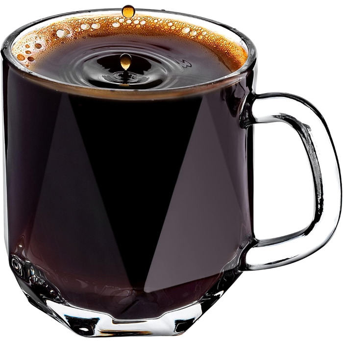 Набір склянок KADAX Frida 300мл (6 шт) для чаю, кави та води - скляні стакани з ручкою