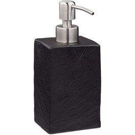 Дозатор мила Relaxdays, 200 мл, наповнюваний, для ванної, туалету, кухні, дозатор рідкого мила, полірезин, нержавіюча сталева помпа, чорний