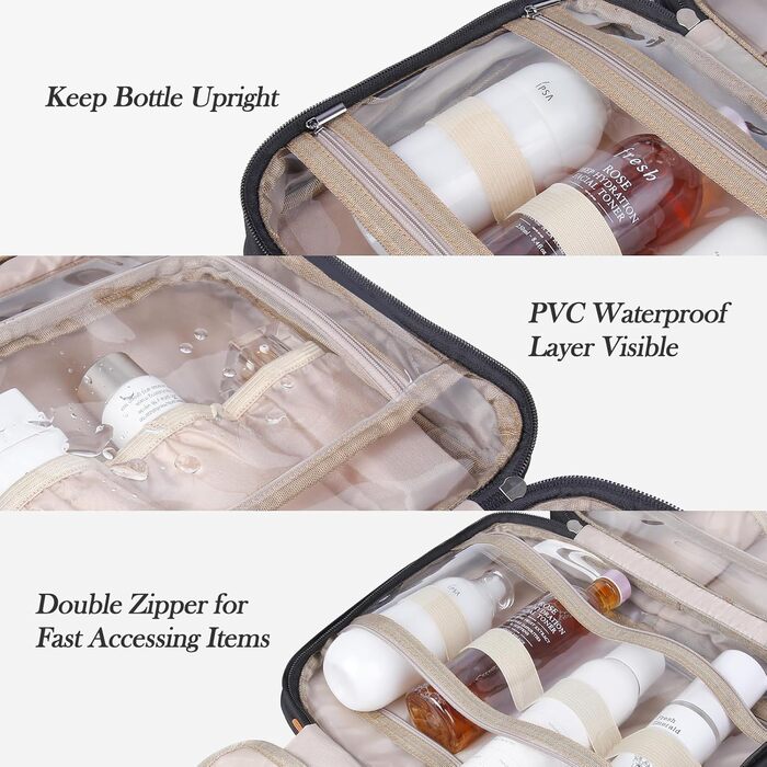 Складана дорожня косметичка IDEATECH, водонепроникна, для чоловіків та жінок, з петлею для підвішування (251-чорний)