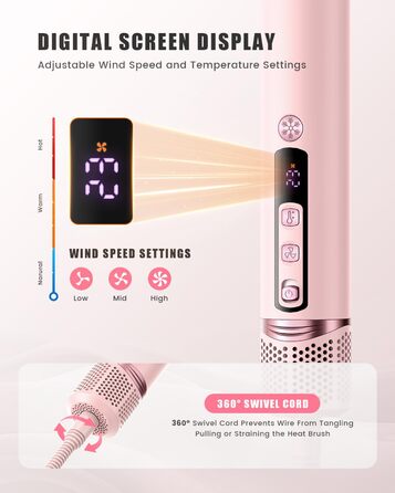 Airstyler 8-в-1: комплект для укладки волосся з набором насадок, рожевий