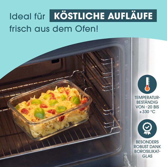 Gourmetmaxx Набір контейнерів для зберігання продуктів Glas-Frischhaltedosen Klick-it 6 шт. (1.6л, сині) - для Meal Prep, мікрохвильовки, морозилки