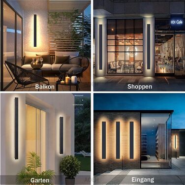 Long Villa Wall Light Black Waterproof IP65 Aluminum Acrylic Outdoor LED Wall Light for Gardens, Terraces, Bedrooms, Living Rooms, Indoor, 30cm/12w, Warm light