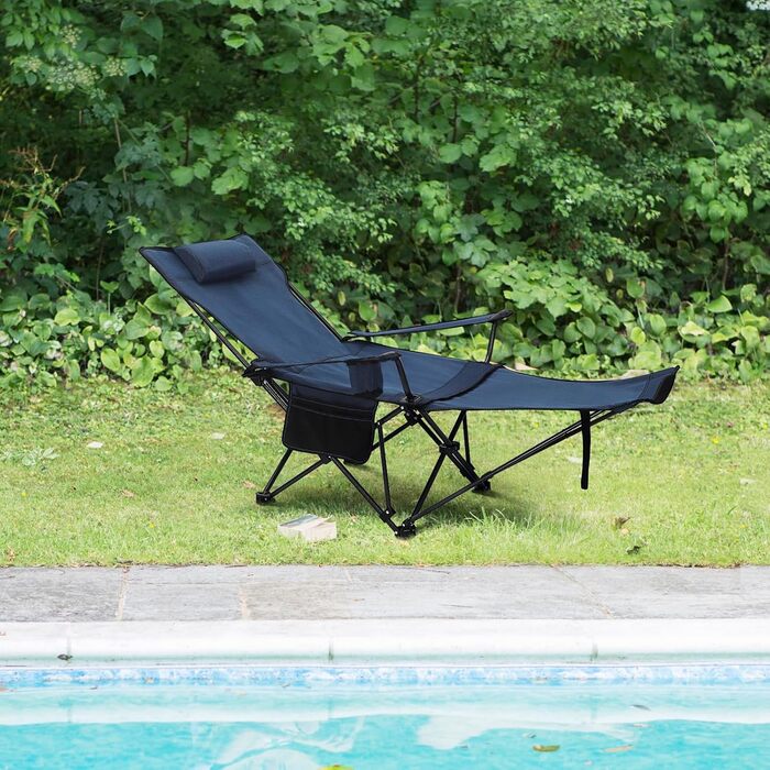 Набір кемпінгових стільців WOLTU 2 шт. з підставкою для ніг, блакитний - пляжний, рибальський, складаний стілець з підсклянником та сумкою для зберігання