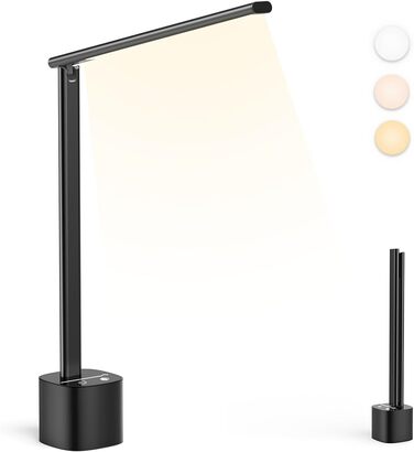 LED лампа настільна Hapfish з торшетом, акумуляторна, торшер для дому, офісу та вулиці (чорна)