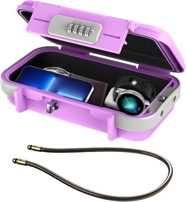 Сейф портативний з кодовим замком ORIA, вологостійкий, з тросом, для подорожей, пляжу, кемпінгу, офісу (рожевий)