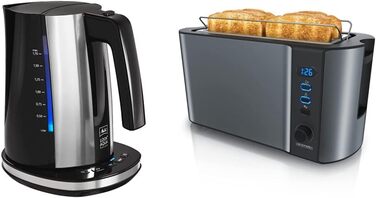 Електричний чайник MELITTA Look Aqua DeLuxe 1026-14 з регулюванням температури (80°C, 95°C, 100°C), 1.7 л, 2400 Вт, з функцією підтримання тепла, в комплекті тостер