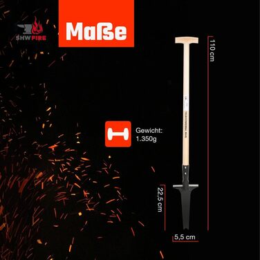 SHW-FIRE Professional Weed Puller with 82cm Ash Wood Handle - Hand-forged with Practical Step