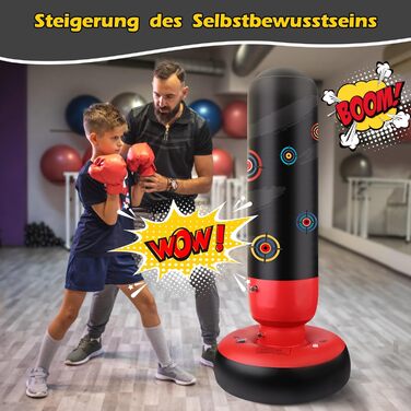 Дитячий боксерський мішок для карате та тхеквондо - 160 см, стоячий, для зняття стресу, з повітряним насосом. Підходить для хлопчиків та дівчаток 3-10 років
