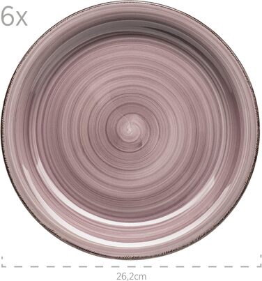 MÄSER 931951 Bel Tempo II, 12-piece tableware set for 6 people with a modern vintage look, hand-painted in the Berry purple hue, stoneware.