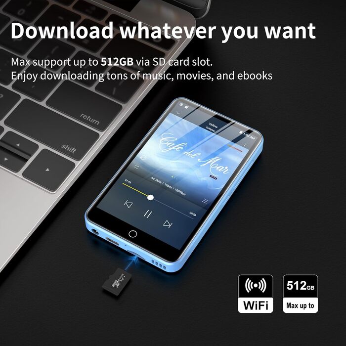 MP3-плеєр ZAQE 80GB з Bluetooth, WiFi, Android, Spotify, FM-радіо, 4