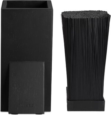 Navaris Acacia Wood Knife Block with Bristle Insert - Unfitted Knife Block made of Wood - Universal for Kitchen Knives, Chef's Knives, Cooking Utensils - Black