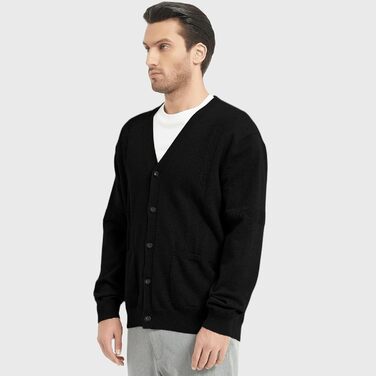 Чоловічий кардиган з в'язаного полотна, чорний, XL. Зручний чоловічий пуловер з V-подібним вирізом, довгі рукави, з кнопками та кишенями. Ідеальний для зими.