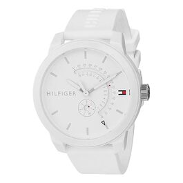Годинник чоловічий Tommy Hilfiger кварцовий, білий циферблат, силіконовий ремінець, дата, 44 мм, водостійкість 3 ATM - 1791481