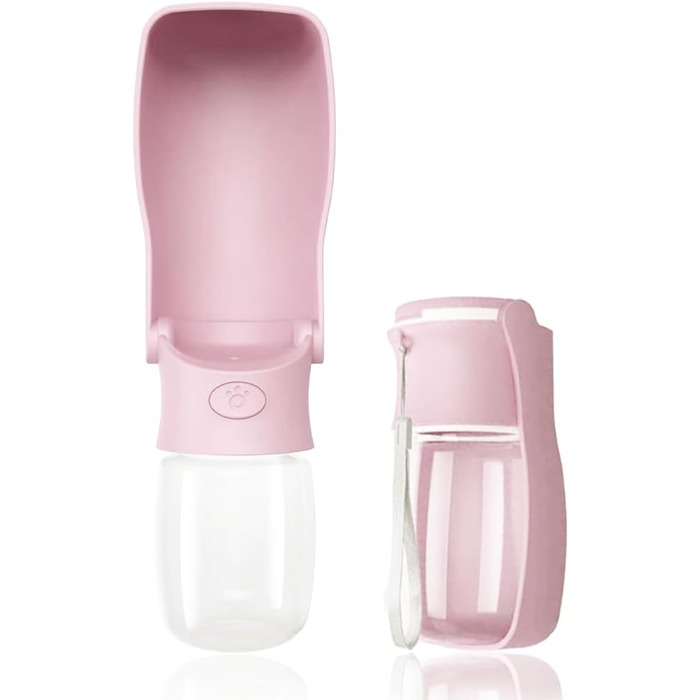 Водяна пляшка для собак на прогулянці 570мл або 350мл: портативна, для цуценят, малих, середніх та великих собак (Рожева)