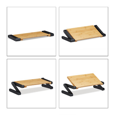 Relaxdays Laptop Stand Bamboo Aluminum
