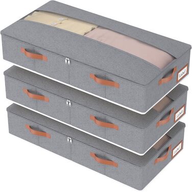 Комод-органайзер під ліжко Yawinhe (2 шт.), коробка для зберігання під ліжко з фетру, складана сумка для зберігання з прозорою кришкою та ручками, для спальні, 80x40x15 см