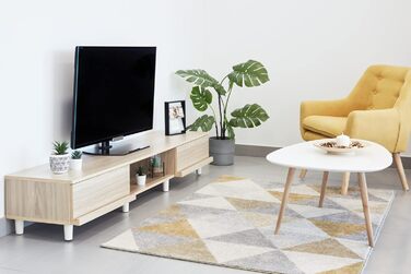 Iris Ohyama TV Furniture, TV Cabinet, TV Stand, TV Wall Mount for screens up to 43 inches, 4 shelves, Extendable, Contemporary, Bedroom, Living Room - TV Cabinet - SAB-100 - White Oak (Light Brown, TV size up to 73 inches, With Drawers)