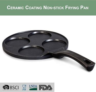 INTIGNIS® Non-Stick Pancake Pan – Mini Pancake Maker with Multiple Holes, 4 Holes, Crêpe and Pancake Pan in American Style for Perfect Individual Pancakes (26 cm, 4 Baking Molds)