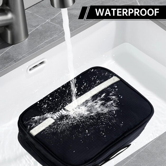 Сумка для туалетних аксесуарів на гачок, дорожня косметичка для жінок та чоловіків, органайзер для косметики з 4 відділеннями, чорна, Oxford Caping