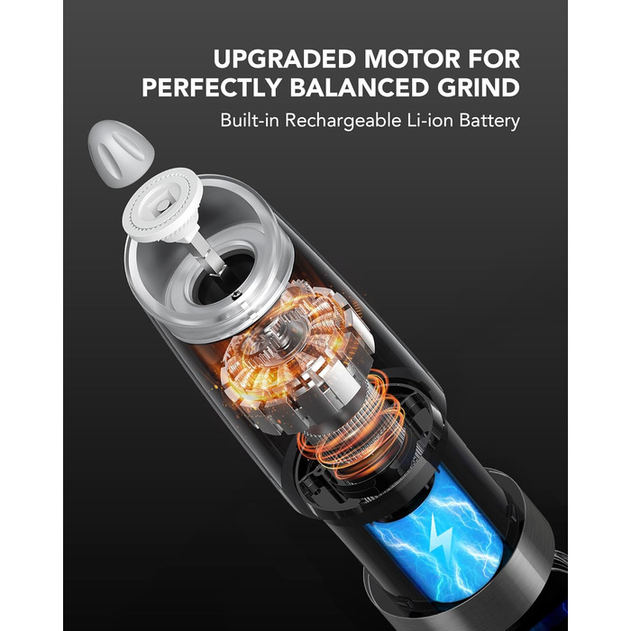 Електричний набір млинків для солі та перцю FORLIM, USB-зарядка, 6 oz, з LED-підсвічуванням, регулюванням помолу, для кухні, ресторану, вулиці, сріблястий