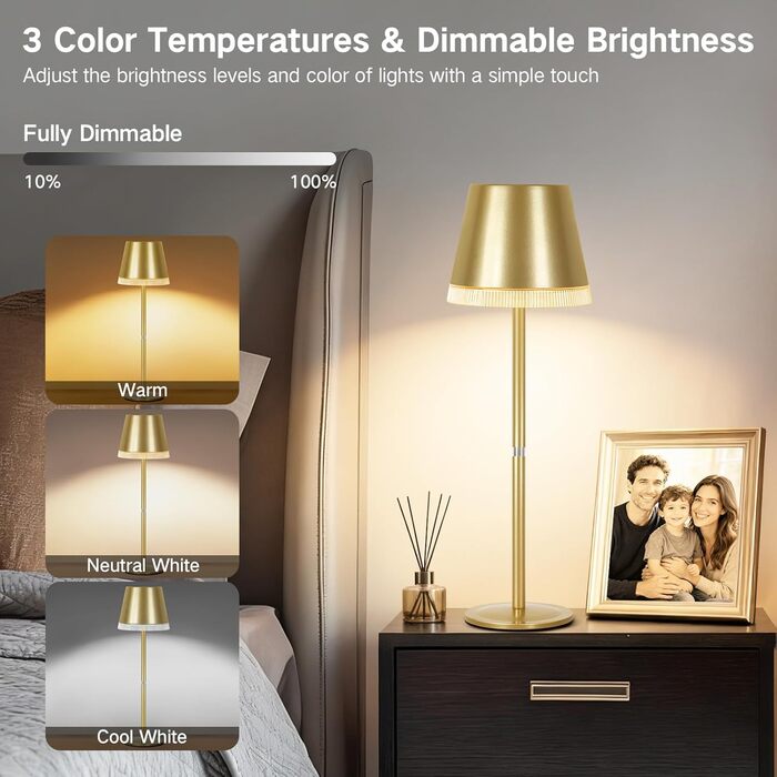 Світлодіодна настільна лампа OUTON бездротова з акумулятором, USB-C, 4000mAh, 3 режими світла, димер, сенсорне управління, зелена (набір 2 шт.)