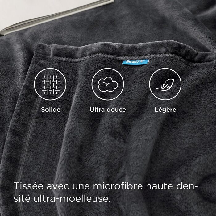 BEDSURE Плед теплий флісовий, 150x200 см, темно-сірий. М'який плед для дивана, теплий зимовий плед, подарунок для жінок. Плед для дому та відпочинку.